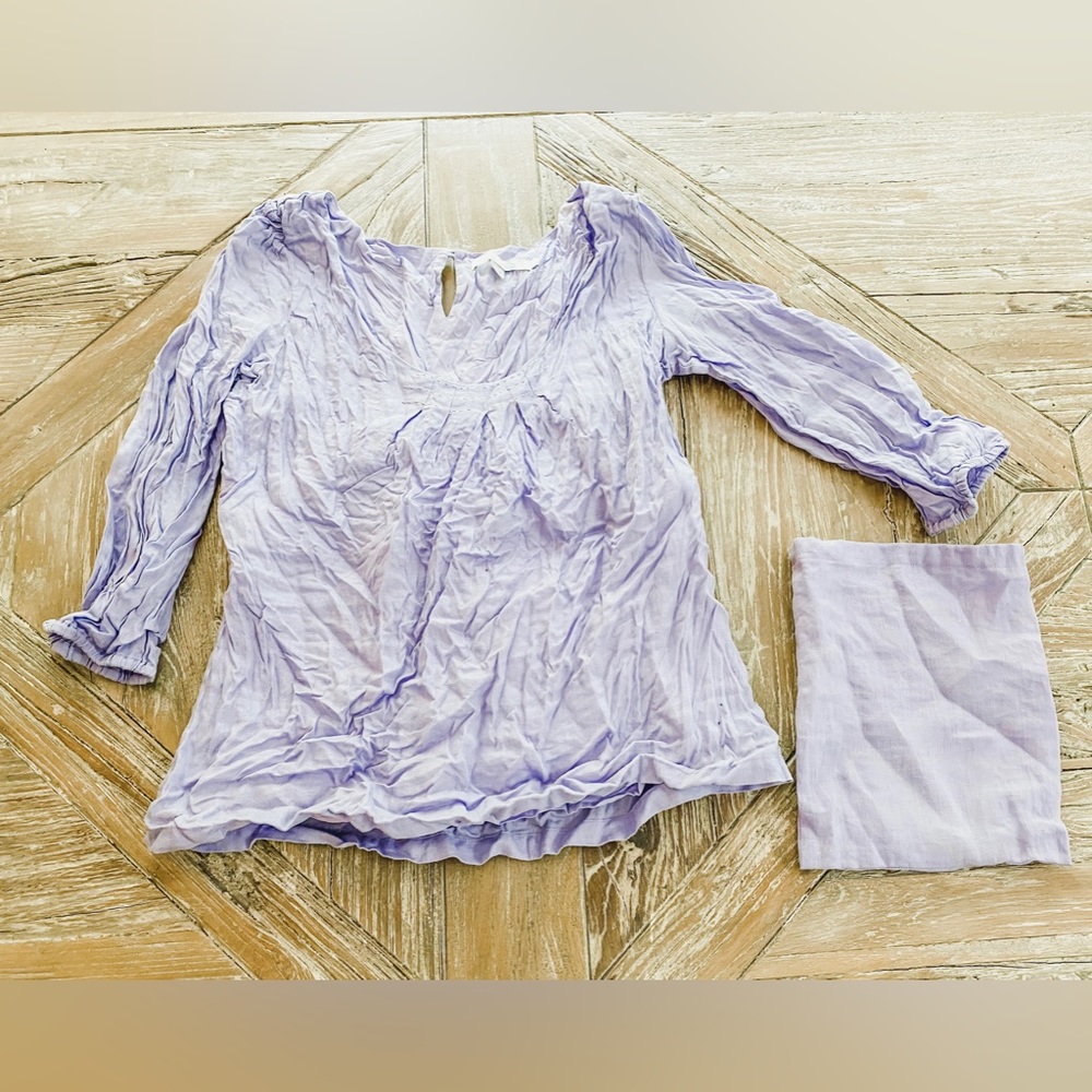 BODEN Linen Crinkle Shirt w Drying Pouch SIZE 4 Lavender